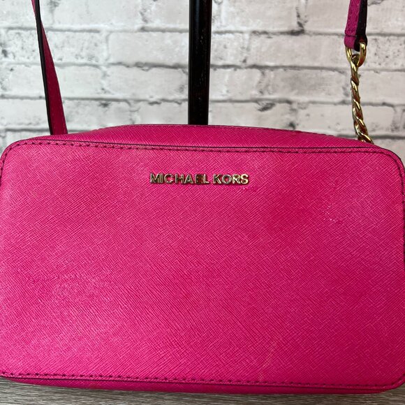 Michael Kors Jet Set large saffiano leather crossbody bag fuchsia - Picture 2 of 5